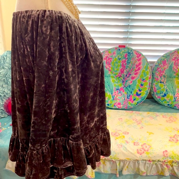 Sanctuary crushed velvet ruffle peasant top - Picture 6 of 10